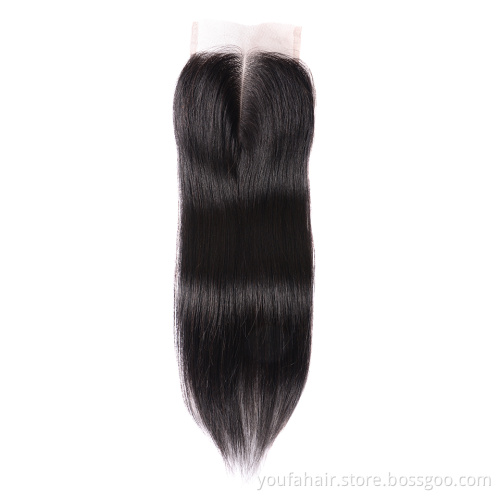Unprocessed Vietnamese Raw Natural Cuticle Aligned Human Hair Bundles with Lace Closure 100% Virgin Remy Hair 4x4 Closures